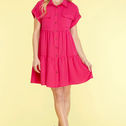 Drop Shoulder Button Down Dress