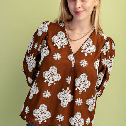 Puff Sleeve Walnut Top
