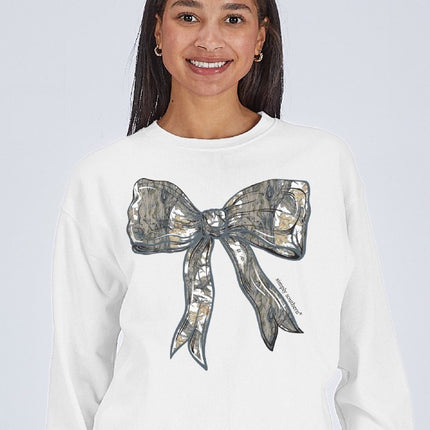 White Camo Bow Crewneck