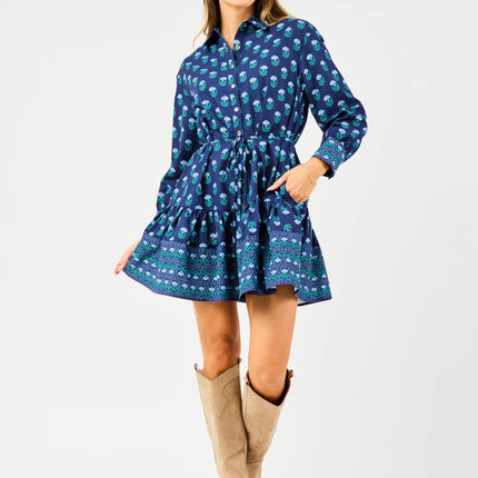 Maya Floral Foulard Blue Dress
