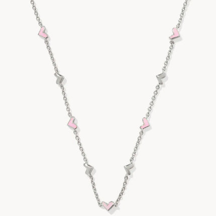 Haven Heart Necklace Rhodium Pink Mix