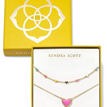 Ari Haven Heart Necklace Neon Pink with Gift Box