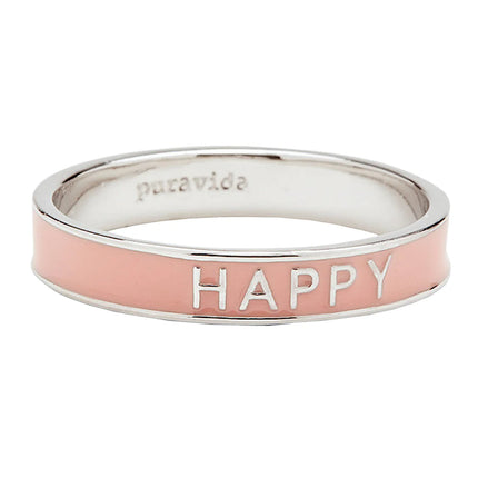 Happy Enamel Word Ring