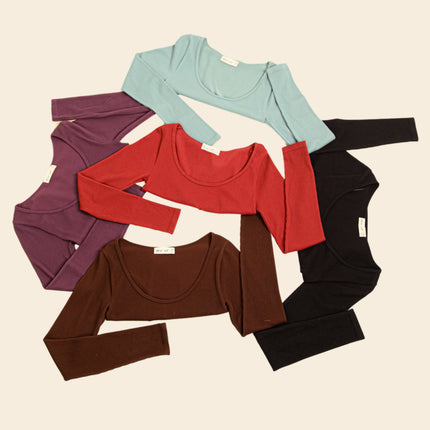 Fitted Crop Knit Long sleeve Top