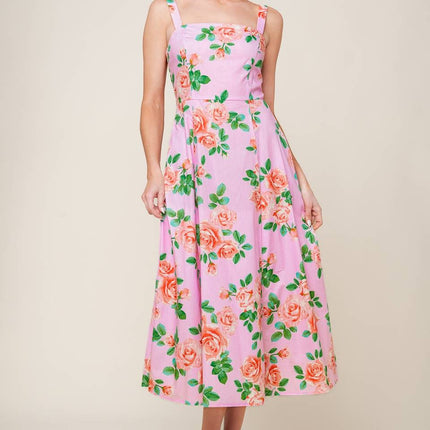 Blush Floral Midi Dress