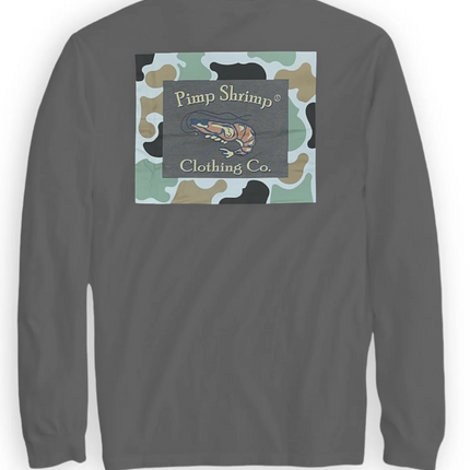 Camo-Back Long Sleeve Charcoal Grey
