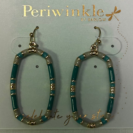 Earrings Oval Colorblock Enamel Drop