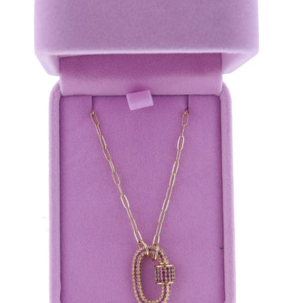 Jane Marie 16" HOT PINK PAVE CRYSTAL CARABINER NECKLACE