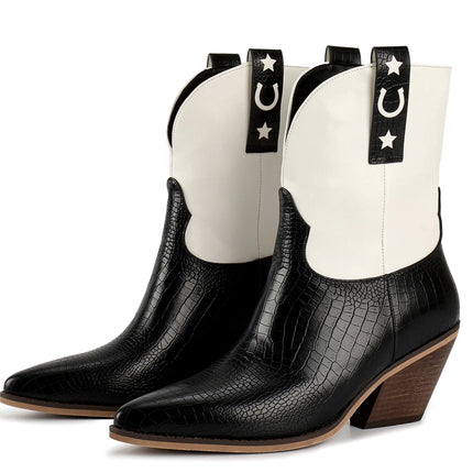 Marfa June White and Black Boots