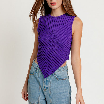 Le Lis Scarf Hem Sleeveless Sweater Top