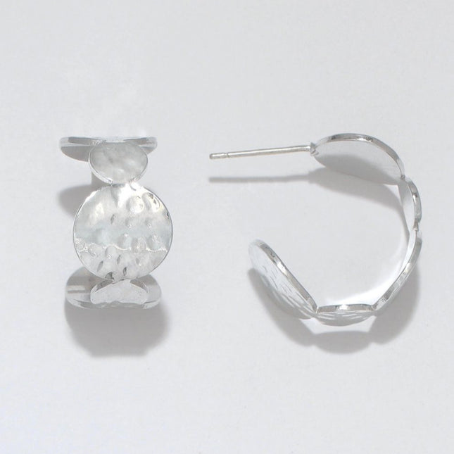 Silver Hammered Hoops
