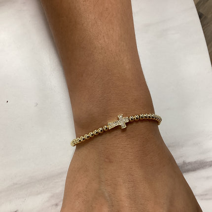 Gold Beaded Cross Bracelets