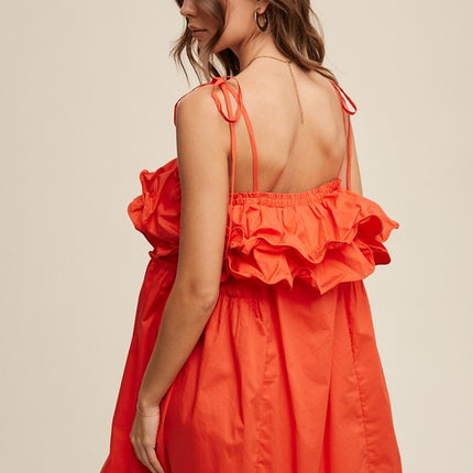 Listicle Tiered Ruffle Tie Dress