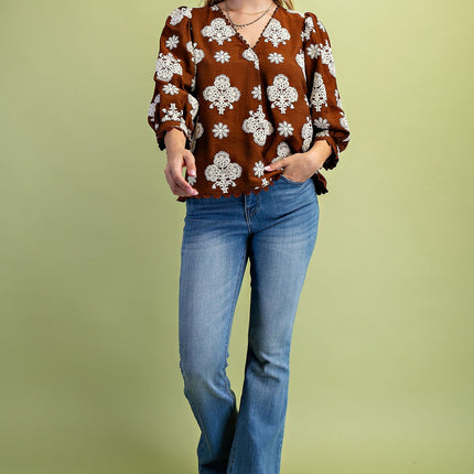 Puff Sleeve Walnut Top