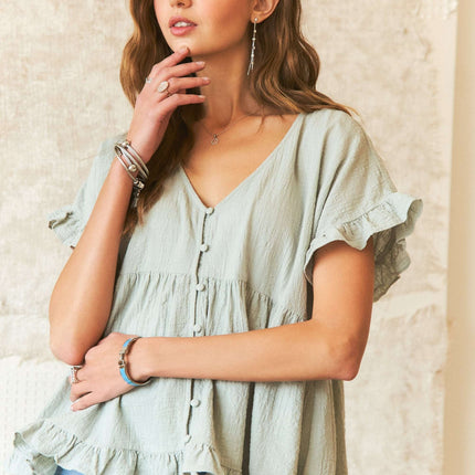 Adora Ruffled Babydoll Blouse Top