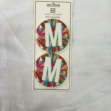 Mary Square Car Coasters: Initials