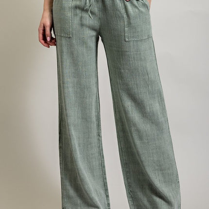 American Fit Vintage Washed Linen Pants With Pockets