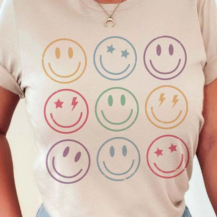 Blume+Co Retro Multi Happy Face Graphic Tee