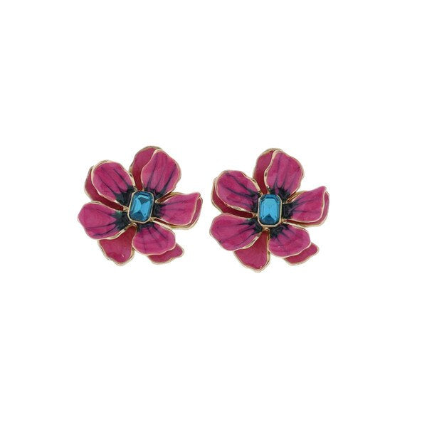 Small Enamel Flower Earrings