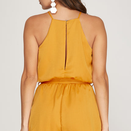 Sleeveless Satin Romper