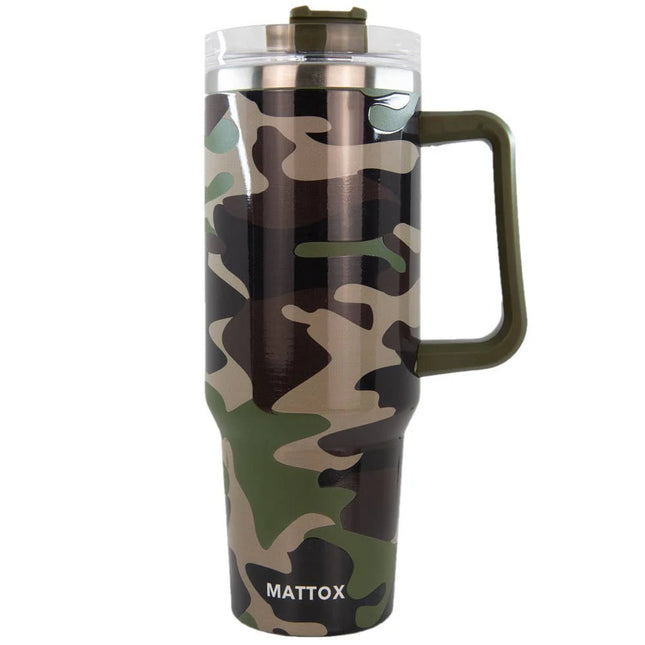 Green Camo Tumbler Cup With Handle