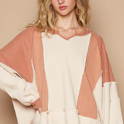 POL Notched Neck L/S Top