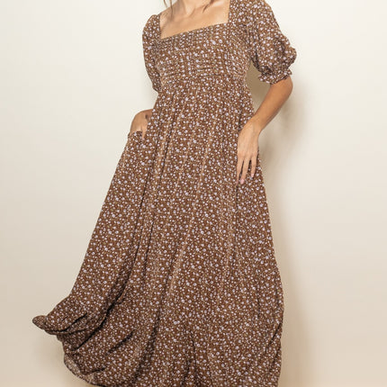 Elloh Pleated Floral Maxi Dress