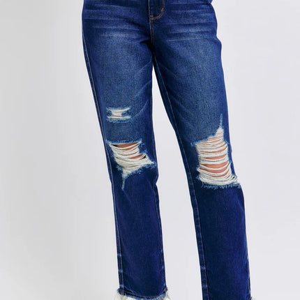 Judy Blue HW Rigid Magic Heavy Destroy Straight Jean