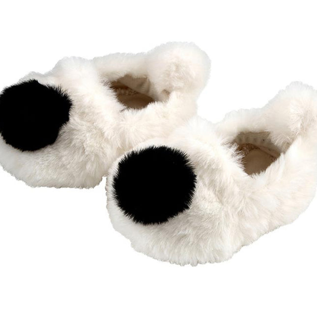 Ivory/Black Plush Slippers