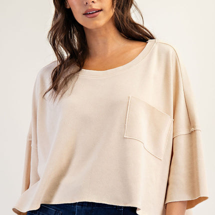 Mineral Washed Cropped S/S Top