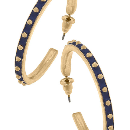 Canvas- Aubrey Enamel Studded Metal Hoop Earrings