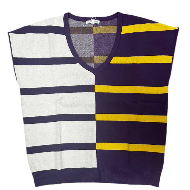 Hannah Sweater Purple & Gold Stripe