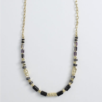 Periwinkle - Textered black and gold necklace