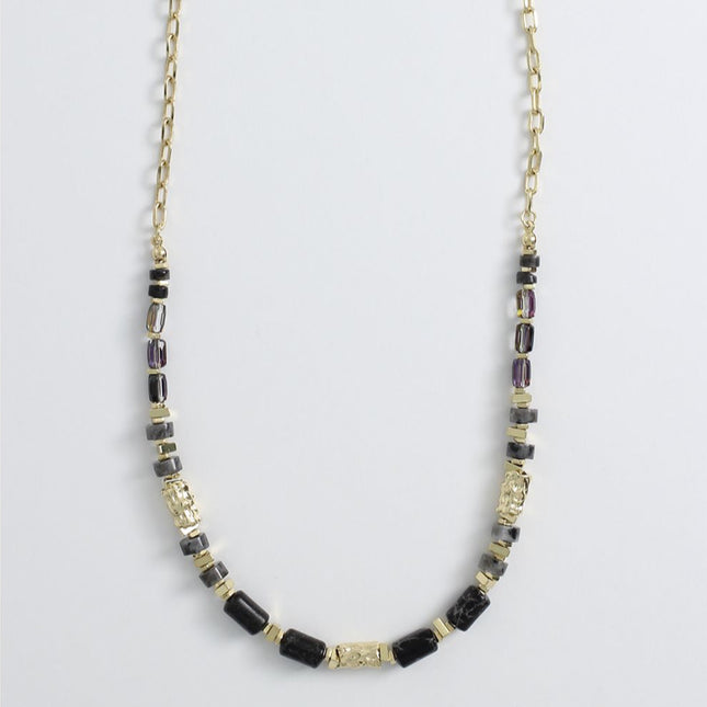 Textured Black and Gold Necklace