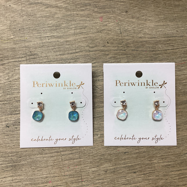 Opal and Aqua Earrings with Crystals