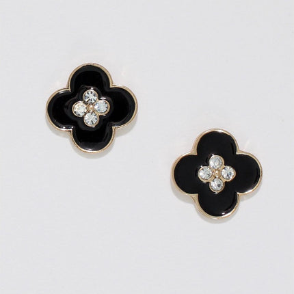 Elegant Black Clover Earrings