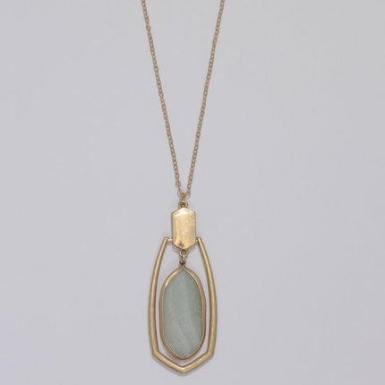 Periwinkle - Gold pendant w mint stone necklace