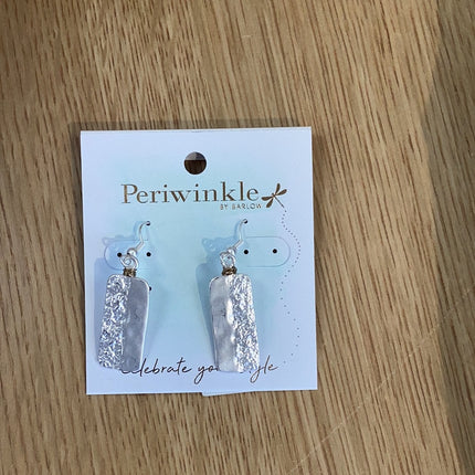 Periwinkle Matte Silver Textured Drops Earrings