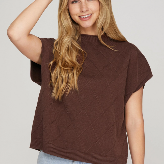 Drop Shoulder Mock Neck Sweater Vest