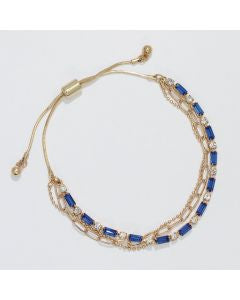 Periwinkle bracelet - gold chain with blue crystals