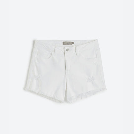 Just USA Distressed Hem Shorts White