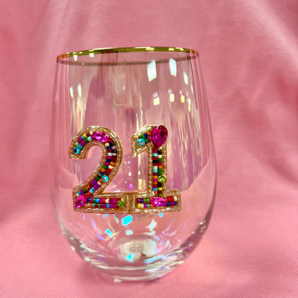 Mary Square Stemless Wine Glass - Birthday Collection