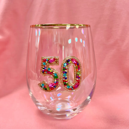 Mary Square Stemless Wine Glass - Birthday Collection