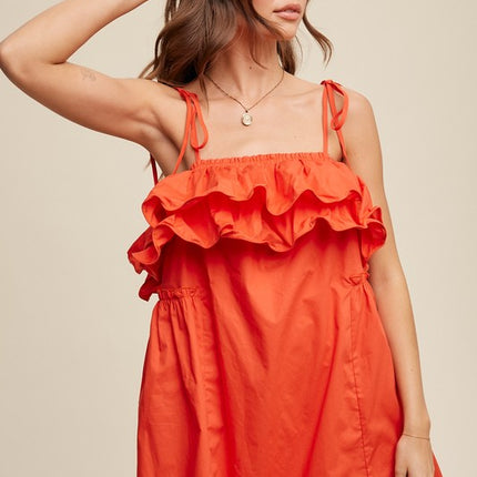 Listicle Tiered Ruffle Tie Dress