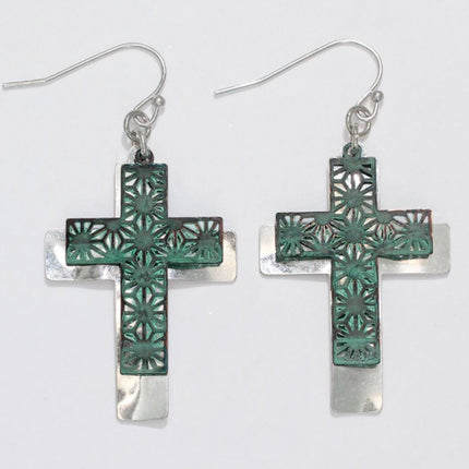 Periwinkle Silver+Pantina Cutout Cross Earrings