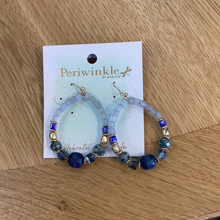 Periwinkle Blue Beaded Hoops