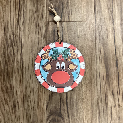 DK designs Wood Ornament Rudolph