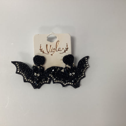 Golden Stella Black Bat Earrings