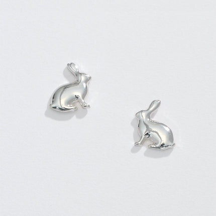 Periwinkle Silver Bunny Stud Earring