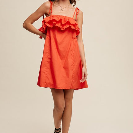 Listicle Tiered Ruffle Tie Dress